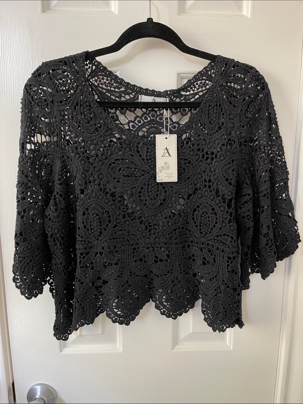 Crochet Lace Black Women's Top - Brand